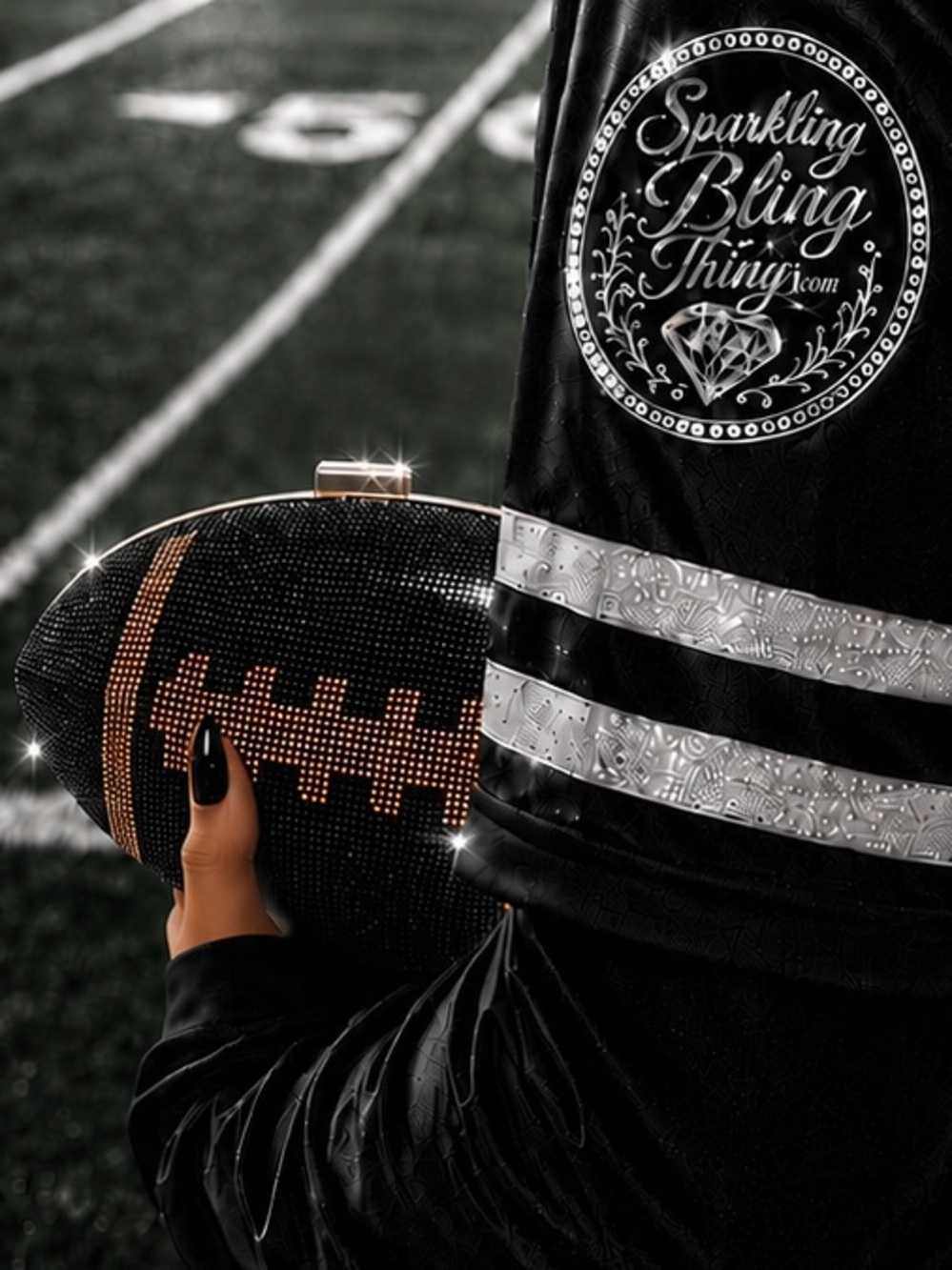 NWT Football Clutch Purse Sparkling Bling Swarovski Crystal Bag Super Bowl +Gift